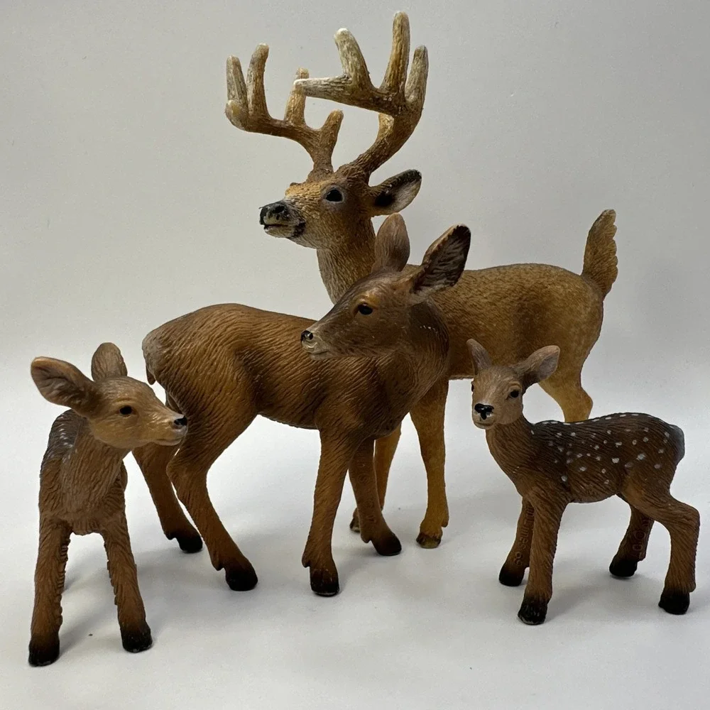 Schleich Deer Family: Buck, Doe & 2 Fawns  Lot Of 4